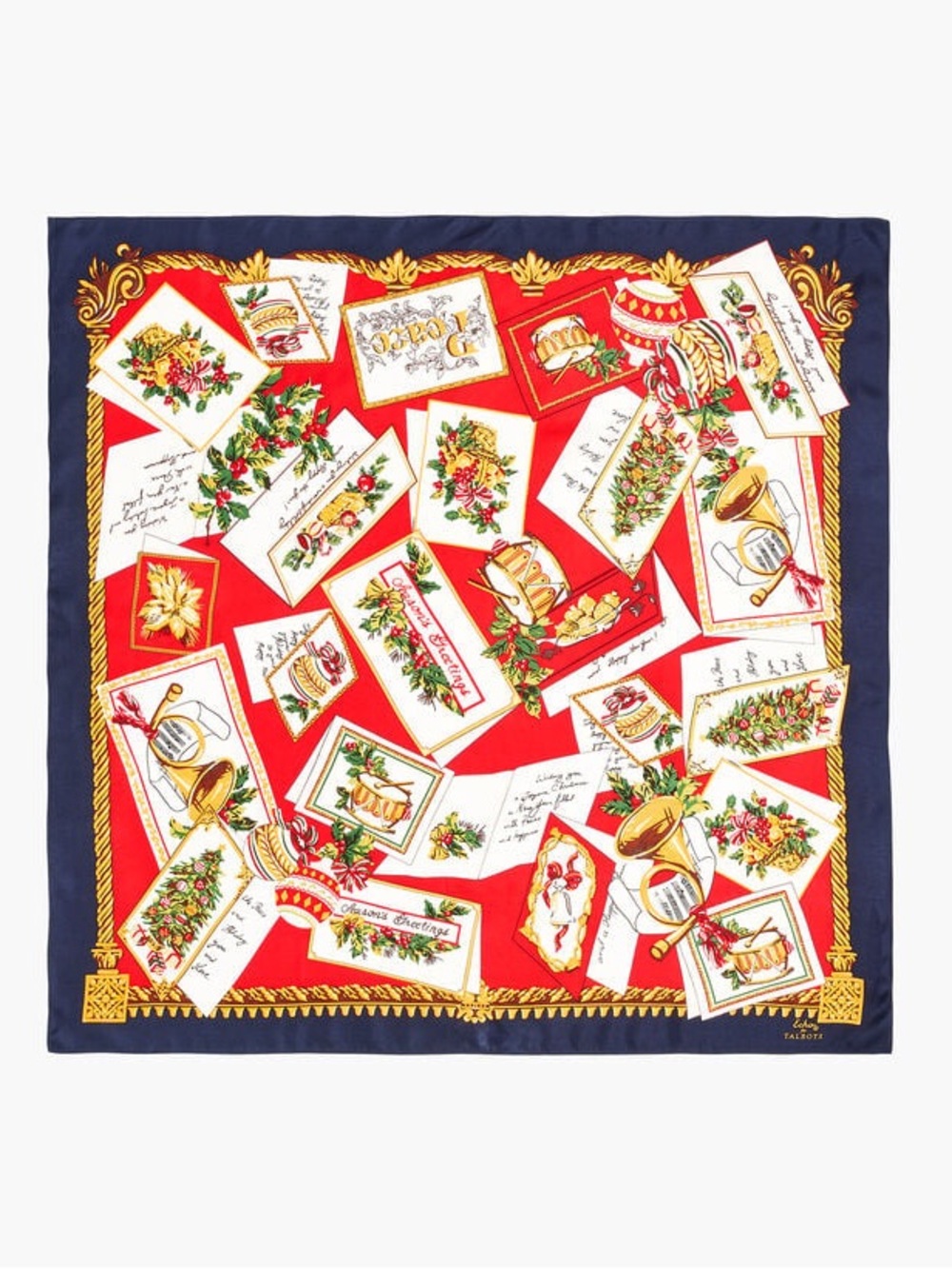 NWT Talbots 100% Silk Holiday Card Print Scarf (Orig $69)